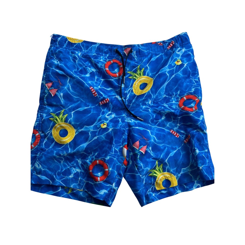 Brooklyn Cloth Kent Ave Mens Blue Pool Graphic Volley Swim Trunks S travel vacay